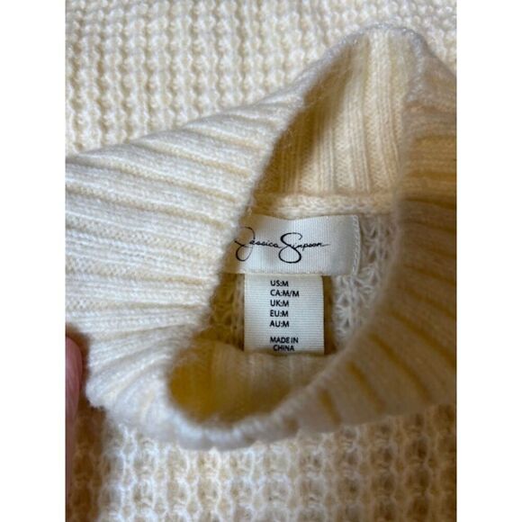 NWOT Jessica Simpson Sweaterdress Sleeveless Mock Waffle knit Cream Size Medium - Picture 4 of 7